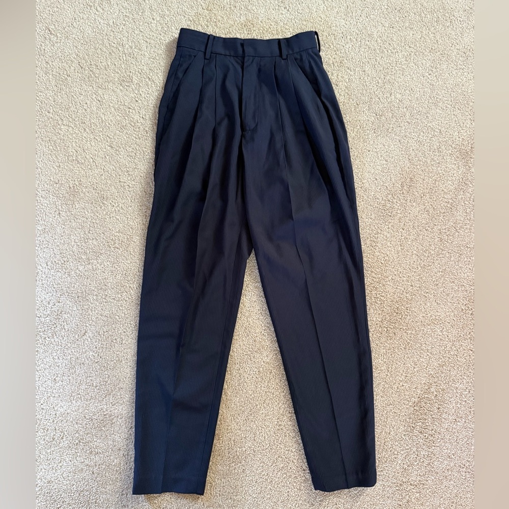 L’Academie navy pinstriped tapered leg trouser, size XS